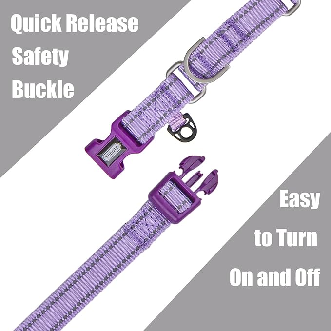 Reflective Martingale Collar for Dogs with Quick Snap Buckle Anti-Pull Nylon Safe Slip Collars for Easy Walking,Lilac,Small