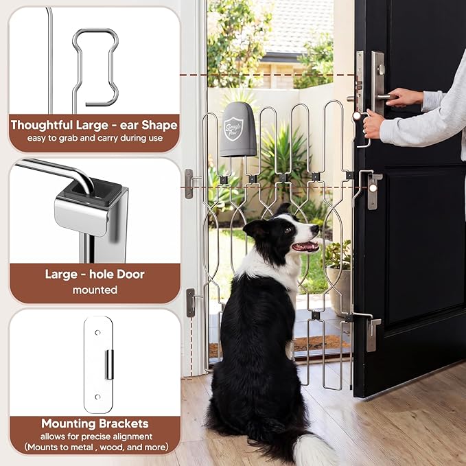 Snagle Paw Metal Retractable Door Barrier,Safety Dog Gate for Front Door,Easy Install Retractable Pet Gate for Recreational Vehicle,Doorways,24.4" Wide 35" Tall