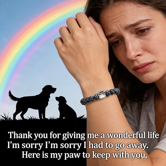 LINGYUAN Pet Memorial Gifts for Dogs Cats, Pet Memorial Bracelet, Remembrance Pet Loss Sympathy Gift for Cat Dog Lovers, Bereavement Gifts for Loss of Pet