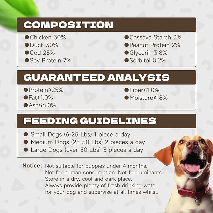 Triple Flavor Dog Jerky Treats, Real Chicken Duck and Cod Twist Strips Dog Training Treats Snacks Healthy Rawhide-Free Chews for Small Medium Large Breeds 10.58oz