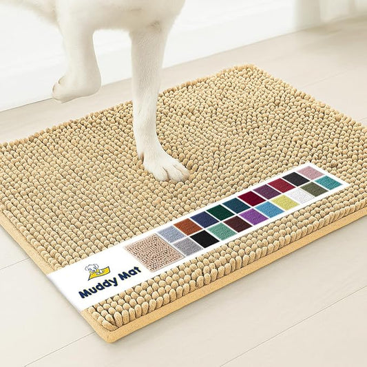 Muddy Mat® | Super Absorbent Door Mat Indoor, Microfiber Quick Dry Chenille Entryway Rug, Non-Slip Front Door Mat, Indoor Mats for Entryway, Machine Washable Pet Rug, Beige 30"x19"