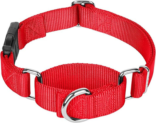 Martingale Collar for Dogs with Quick Release Buckle, Heavy-Duty Solid Color Nylon Training Collars - Adjustable No-Slip Design for Medium & Large Dog