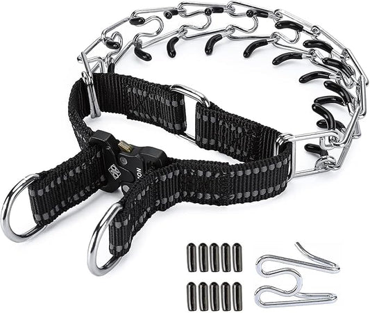 Adjustable Dog Collar with Comfortable Rubber Tip and Quick Release Buckle for Small Medium Large Dogs (Small, Black)
