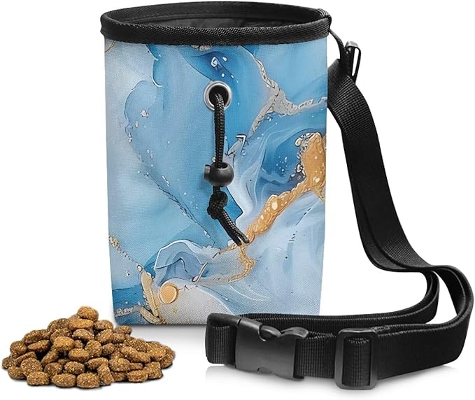 Marble Pet Treat Pouch Portable Training Treat Bag Dog Food Dispenser Pet Feed Snack Reward Bait Bag Behavior Aids for Puppy Travel or Outdoor Use