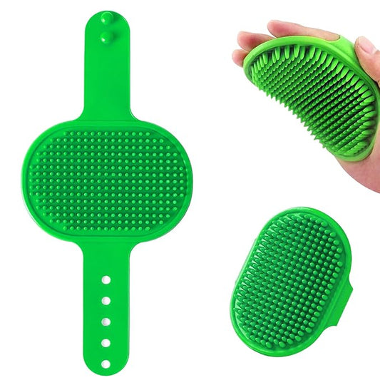 Bestac Pet Grooming Brush - Durable for Dogs & Cats, Ergonomic Handle, Soft Rubber Brush, Enhances Bath Efficiency, Ideal for Daily Fur Care & Bath Grooming of All Pets (Green, pack of 1)