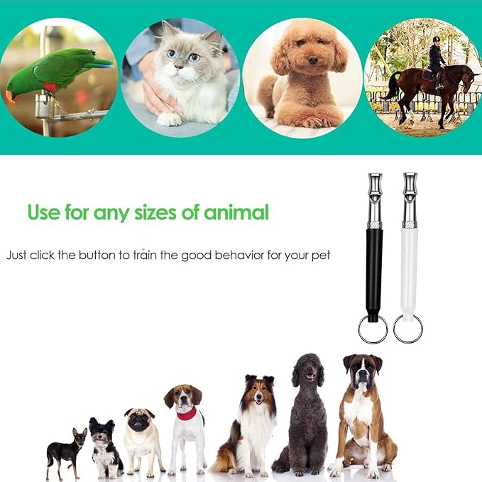 2 Pack Dog Whistle, Dog Whistle to Stop Barking Neighbors Dog, Adjustable Ultrasonic Silent Dog Whistle, Professional Recall Dog Training Whistles, with Lanyard (Black+White)