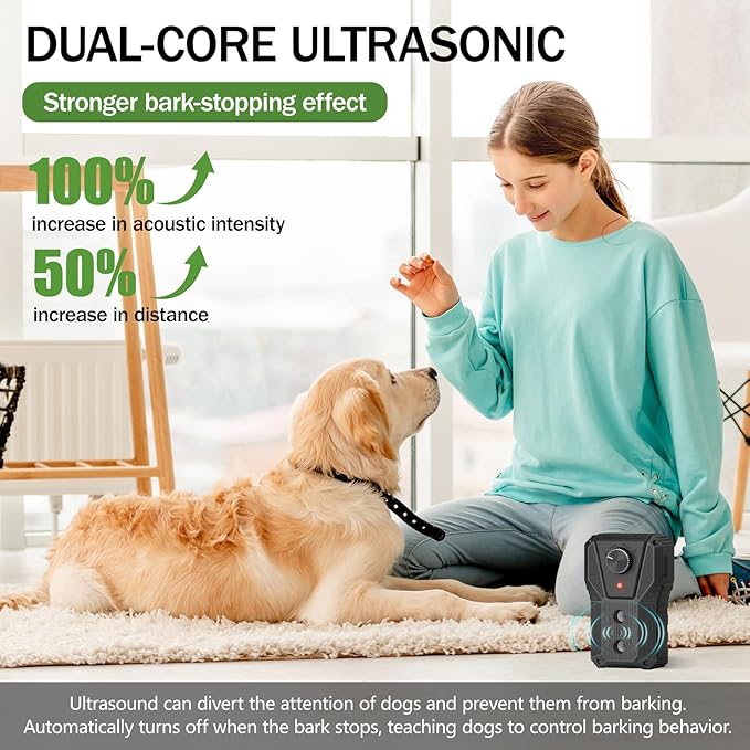QHZ Solar-Powered Ultrasonic Bark Deterrent Device Solar and USB Charging Three-Mode Ultrasonic Bark Control Unit Suitable for Home/Garden/Farm Waterproof Outdoor Dog Bark Control Device