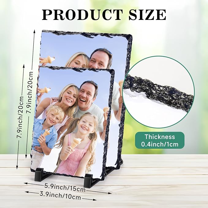 Custom Rock Slate Frame with Picture, Unique Picture Frames Personalized Picture Frame Print Photos Text Gift for Him Her Family Birthday Anniversary