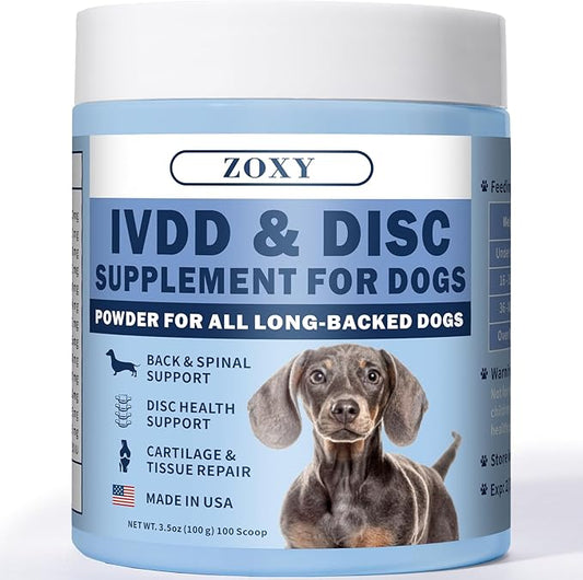 Disc Supplement for Dogs – Back & Spine Support with Chondroitin and MSM, IVDD Dog Supplies, Paralyzed Dog Supplies, Ideal for Dachshunds, Corgis, Frenchies & More, 3.5 oz