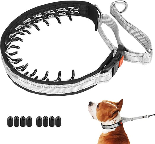 Mayerzon Martingale No Pull Collar for Medium Large Dogs, Patented Anti Pull Dog Collar with Buckle for Walking Training, with Neoprene Padding and Reflective Stitching, Adjustable(Grey, M)