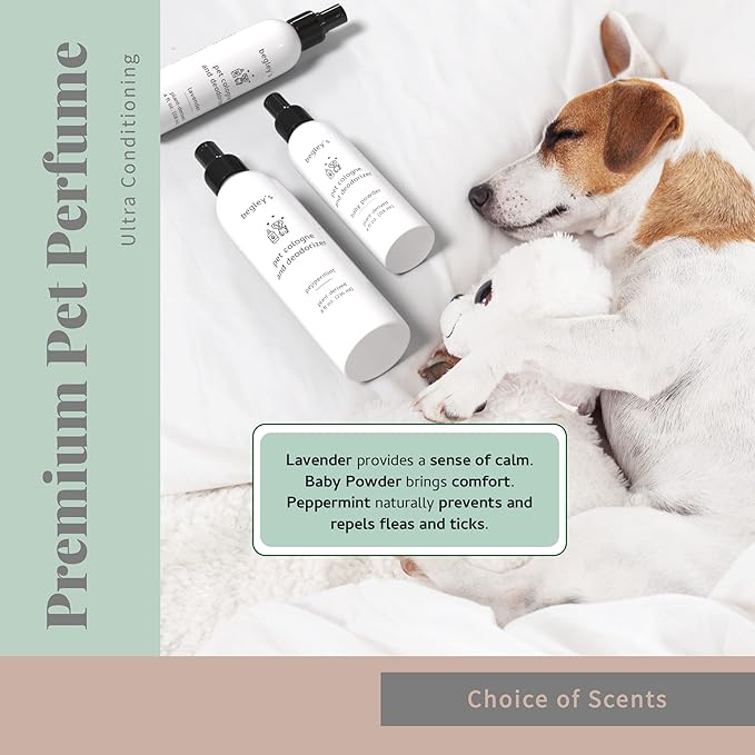 Begley's Pet Cologne and Deodorizer - Premium Essential Oil Dog Perfume Spray Long Lasting and Pet Odor Eliminator - Cat Perfume and Dog Cologne Spray - Baby Powder - 4 oz