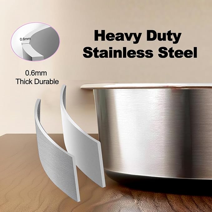 Deep Stainless Steel Non-Skid Dog and Food Bowls, Each Holds Up to 4 Cups, Set of 2 Packs(6.9 x 2.2 Inches)