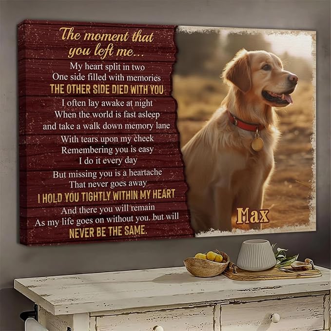 Dem Canvas Personalized Loss of Dog Canvas, Dog Loss Gifts, The Moment That You Left Me, Pet Memorial Gifts, Dog Death Sympathy Gifts, Dog Passing Away Gift Dog Grieving Gifts (12x08)