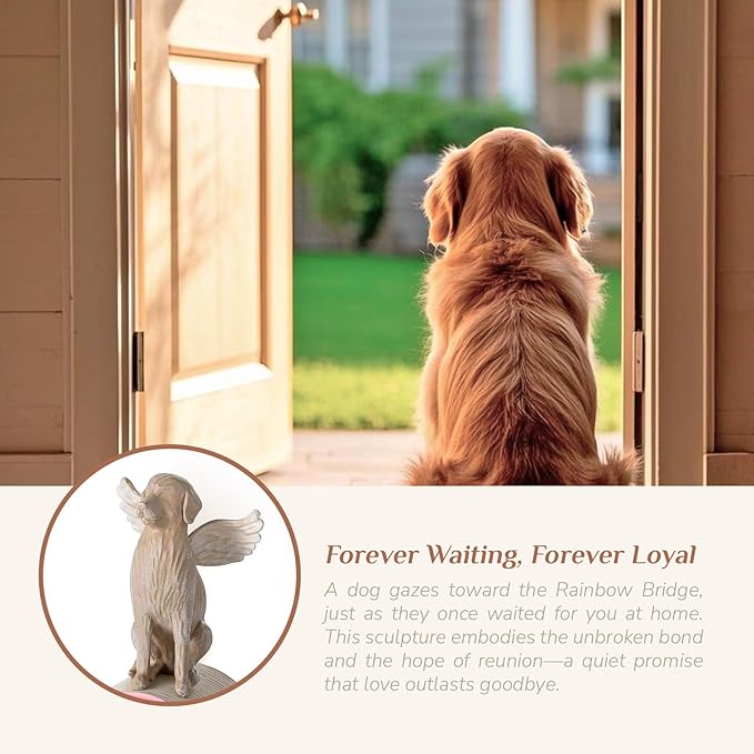 Loss of Dog Sympathy Gift: Hand-Painted Rainbow Bridge Pet Memorial Figurine Gifts for Dog Mom Lover - Healing Decor Until We Meet Again