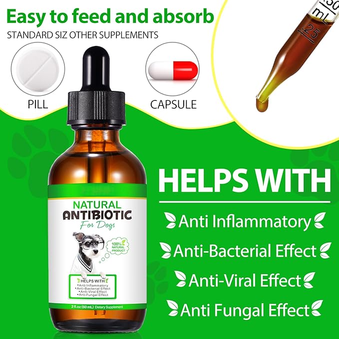 Dog Antibiotics, Antibiotics for Dogs, Natural Dog Multivitamin Vitamins and Supplements 60ml-2pcs