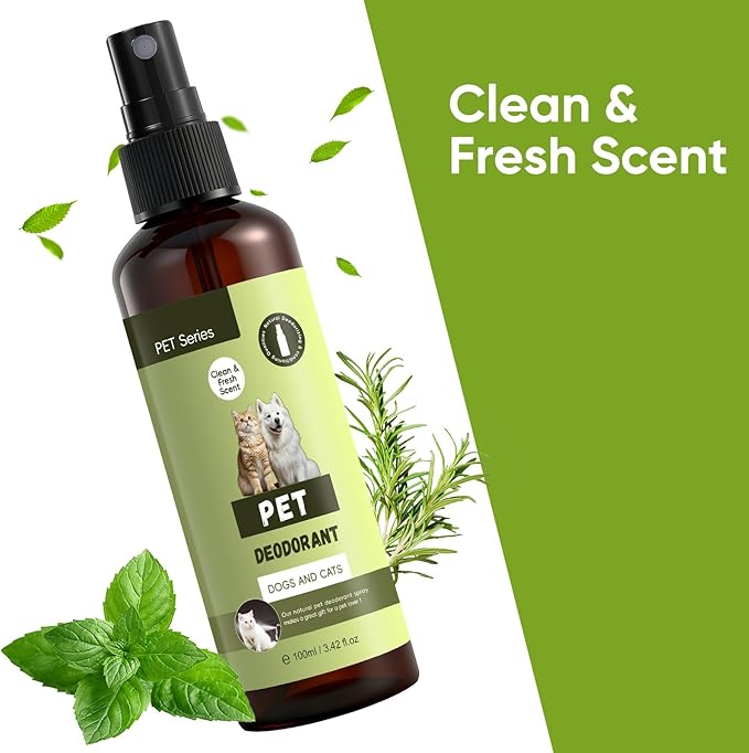 Dog Deodorizing Spray, Dog Spray for Smelly Dogs, Dog Smell Good Spray, Clean & Fresh Scent, 100ml/3.42fl.oz