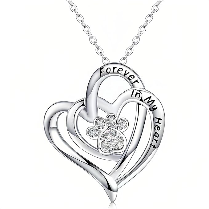 Cynlsum Dog Memorial Gifts Remembrance Necklace: Loss of Dog Sympathy Gift Heart Shape Pet Necklace for Women Pet Lovers Puppy Bereavement Gift Keepsake Passing Away Gifts