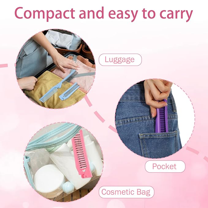 3PCS Dog Hair Brush Folding Small Puppy Cat Pet Grooming Brushes, Professional Comb Brush Supplies to Effectively Remove Tangles, Knots and Mats(3 Colors)