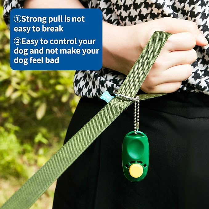 BAAPET 15/20/30/50/100 ft Long Dog Training Leash with Clickers for Small, Medium and Large Dogs or Cats (30 Feet, DarkGreen)