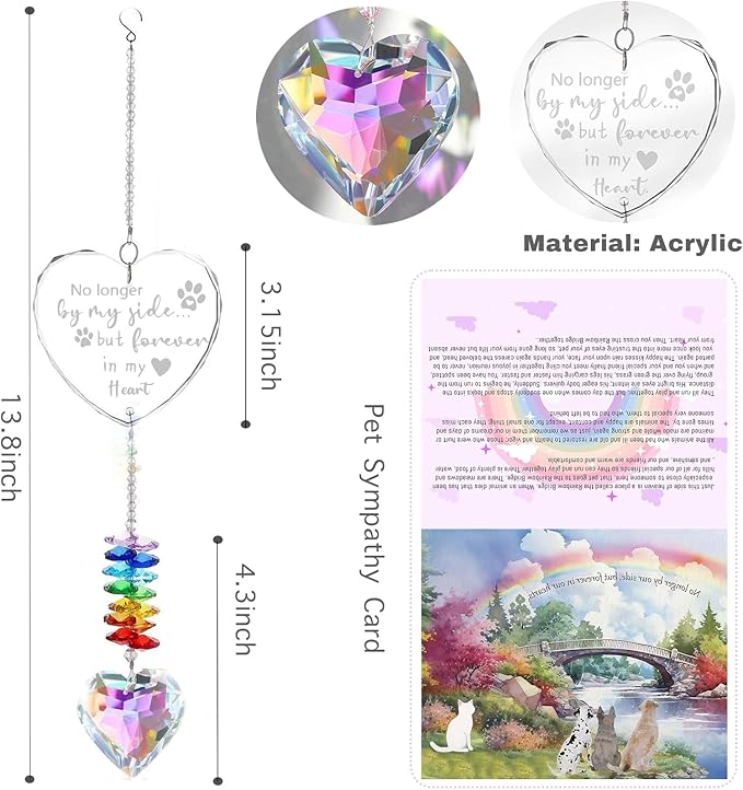 Andthen Dog Memorial Gifts for Loss of Dog, Dog Memorial Crystal Suncatcher with Rainbow Bridge Card