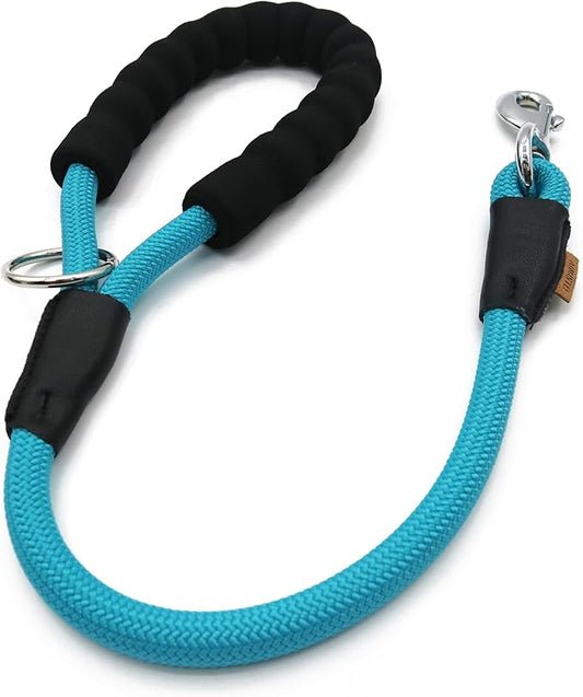 Dog Leash, Braided Rope Traction – Walking Training Lead for Medium/Large Dogs ((1/2") x 2FT, Light Blue)