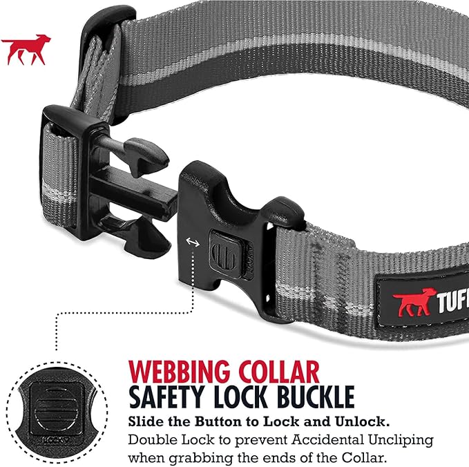 Tuff Pupper Martingale Collar for Dogs | Gentle Nylon Limited Cinch is Perfect for Training | Durable Locking Buckle | Reflective for Safer Night Walking | Sizing for All Breeds (Black, Medium)