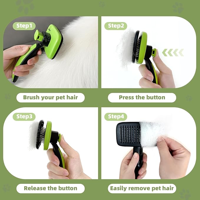 Self Cleaning Brush for Dog: Cat Slicker Brush - Pet Shedding Brushes for Long and Short Hair - Remove Loose Undercoat