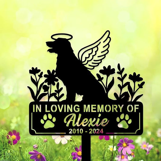 Personalized Pet Memorial Grave Marker, Custom Pet's Name Cemetery Decorations for Funerary, Metal Pet Garden Stake, Outdoor Sympathy Pet Stake Plaque Gift for Loss Dog