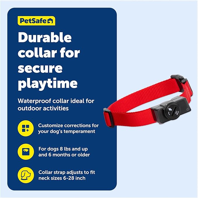 PetSafe Wireless Pet Containment System Receiver Collar - Battery-Operated & Waterproof - Adjustable Receiver Collar with 5 Correction Levels - for Dogs 5lb+
