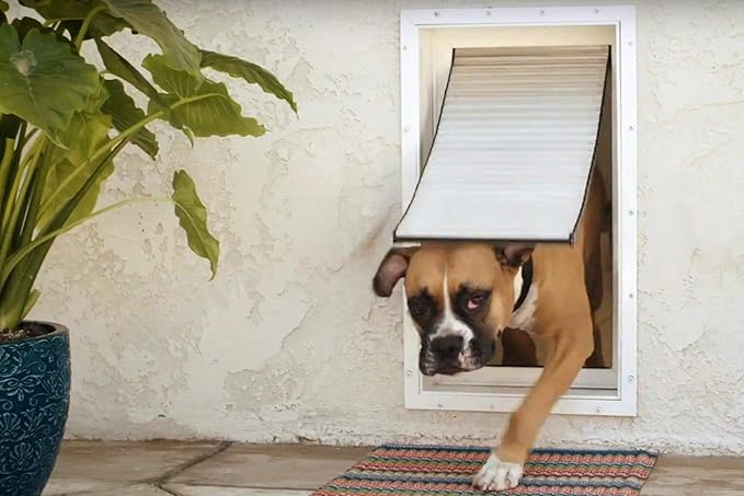 Armor Flex Heavy-Duty Aluminum Frame Pet Door for Large-Sized Dogs (30-100 lbs.) by High Tech Pet - Wall Mount Dog Door, Air Tight, Easy Install, Security Panel (10.5" x 21.25" Pet Opening) - AF2-LW