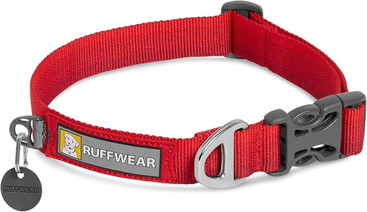 Ruffwear, Front Range Dog Collar, Adjustable Tubelok Webbing, Lightweight, Side Release Buckle, Aluminum V-Ring, Durable for Everyday Use, Red Sumac, 11"-14"