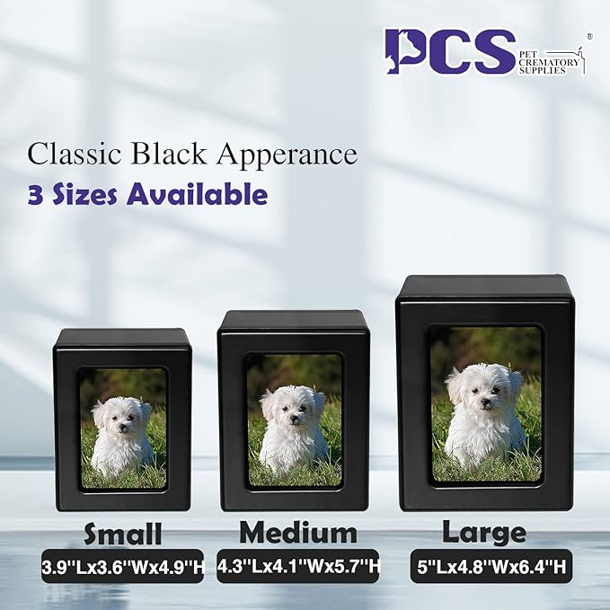 PCS Pet Urn for Dogs' Ashes - Photo Urn, Cremation Box, Black-Medium