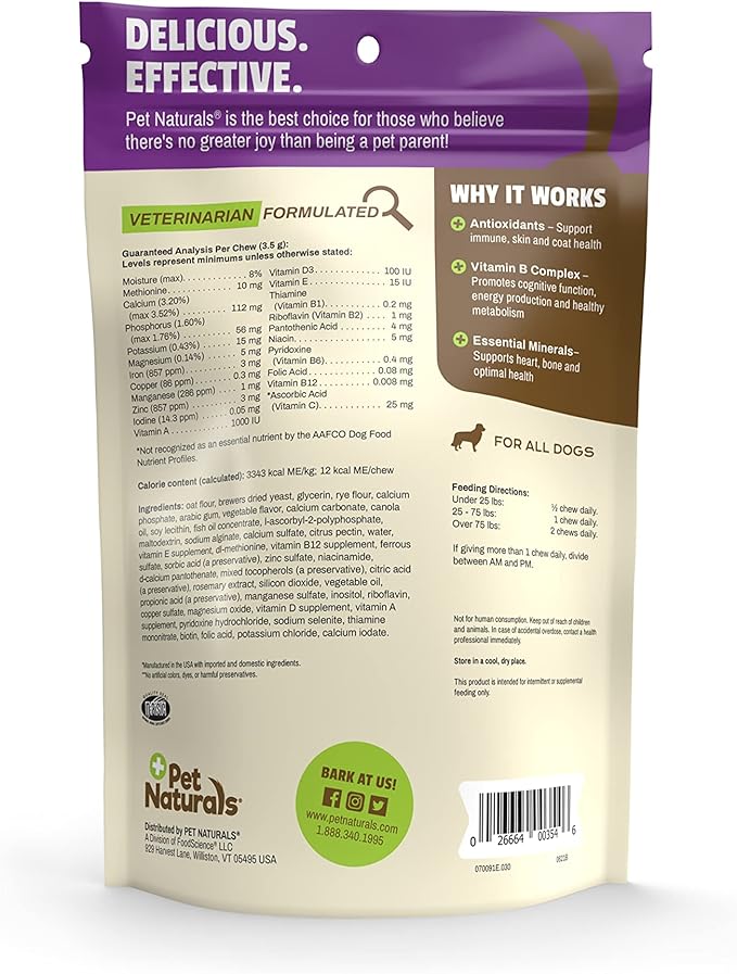 Pet Naturals Daily Multivitamin for Dogs, Veggie Flavor, 30 Chews - Yummy Chews with Amino Acids, and Antioxidants - Supports Energy, Metabolic Function and Pet Wellness