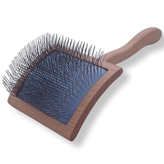 Big slicker brush for large dogs - Dog Brush for Shedding & Long Hair Cats Tool: Thick Coat Daily Care Painless Mat Remover Trusted by Pet Owners" (natural wood color)