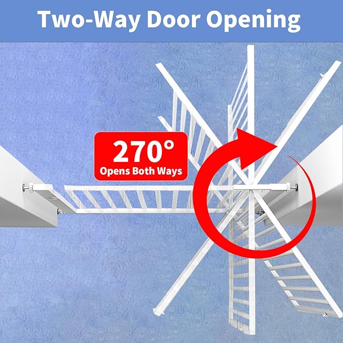 55.1 inch Extra Tall Pet Gate, Extra Wide 29.92"- 43" Adjustable Dog Gates, Pressure Mounted Walk Through Swing Safety Tall Cat Gate for Doorways, Stairs, Kitchen(White)