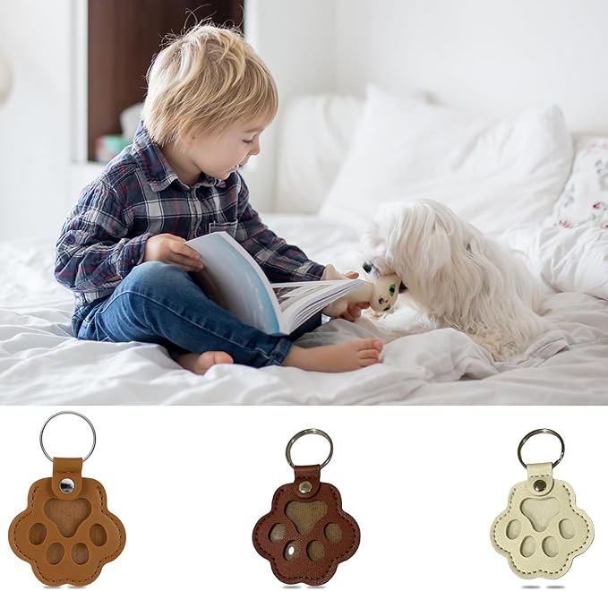 3 Pcs Dog Hair Keychain,Handmade Leather Paw Keepsake with Fur Storage for Dogs or Cat Ashes, Unique Sympathy Gift for Grieving Pet Owners, Memorial Keychain for Dog and Cat Lovers