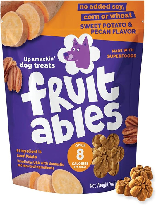 Fruitables Baked Dog Treats, Sweet Potato Snacks for Dogs, Low Calorie & Delicious, No Wheat, Corn or Soy, Healthy Puppy Training Treats, Made in the USA, Sweet Potato and Cranberry Flavor, 7oz