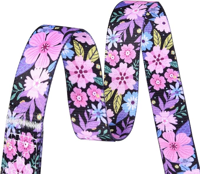 Dog Collar and Leash Set with Bohemia Floral Tribal Geometric Patterns - Soft Ethnic Style Collar Adjustable for Small Medium Large Dogs(Pink Floral Set,L)