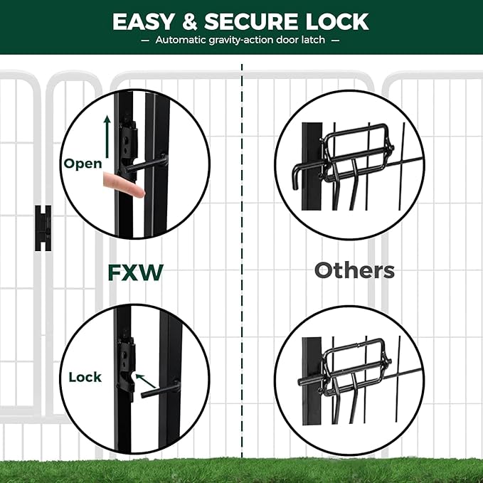 FXW Rollick Unleashed Dog Playpen for Indoor, Yard, RV Camping, 45 inch 16 Panels Dog Pen with Anchor Kit (4 Packs) for Large Dogs, Black│Patented