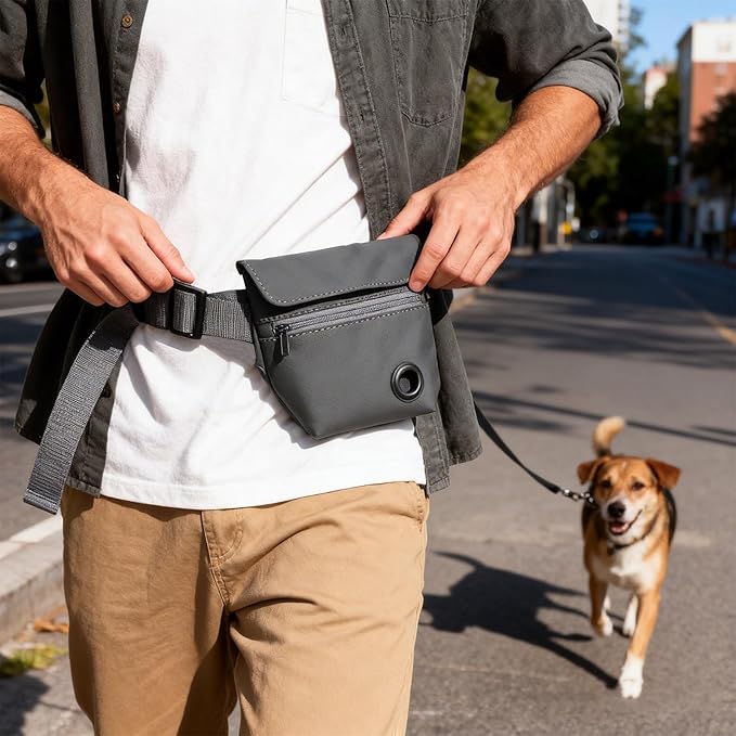 Dog Treat Pouch,Pet Training Treats Bag Magnetic Waist Bags Walking Holder Pouches for Puppy Aids Behavior Small Dogs Snack Fanny Closure Belt Pack with Clicker