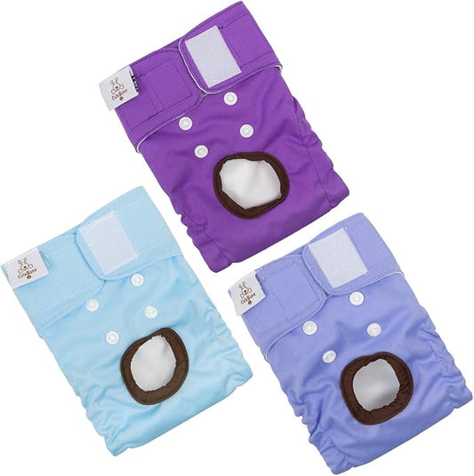 CuteBone Dog Diapers Female Washable Small Medium Large 3 Pack Reusable Doggie Diapers Puppy Period Pants for Doggy Heat Cycle Peeing