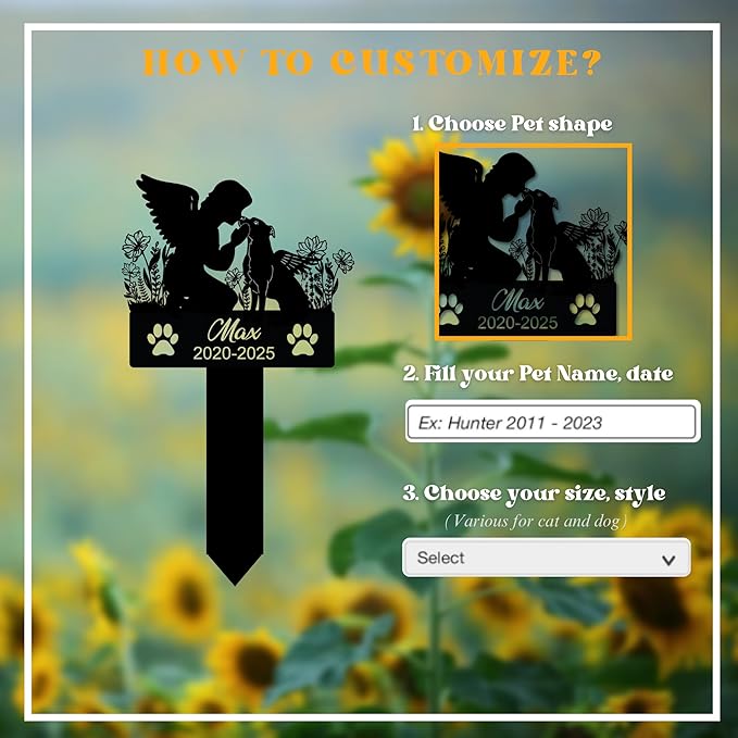 Custom Dog Grave Markers Outdoor | Personalized Pet Graveyard for Pets Owners | Personalized Pet Grave Markers Dog Memorial Headstone