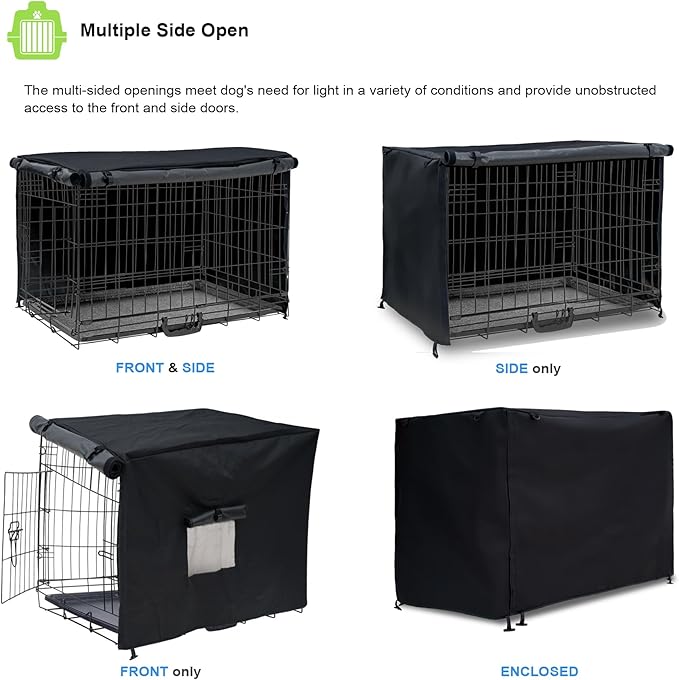Dog Crate Cover 30in Waterproof Pet Kennel Cover for Outdoor/Indoor Protection, Durable Windproof Crate Cover Universal Fit for Wire Dog Crate (30''L*19''W*20''H-Black)