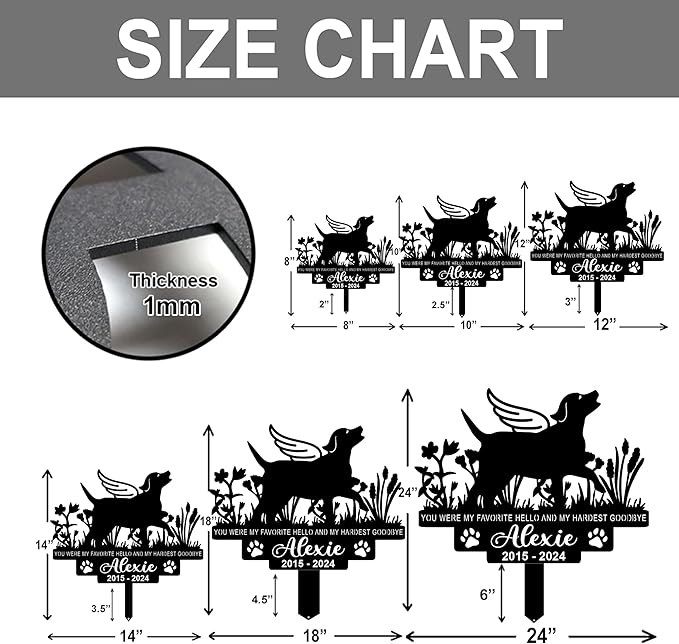Personalized Pet Memorial Grave Marker, Custom Pet's Name Cemetery Decorations for Funerary, Metal Pet Garden Stake, Outdoor Sympathy Pet Stake Plaque Gift for Loss Dog