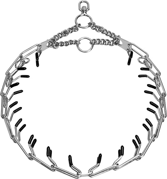 Stainless Steel Prong Pinch Collar for Dogs, Adjustable Training Collar with Quick Release Buckle for Small Medium Large Dogs (Silver, 24")