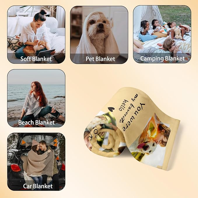 Personalized Pet Memorial Gifts, Custom Throw Blanket with Pet Photo & Name, Customized Pet Memorial Gifts for Loss of Dog Cat, Puppy Bereavement/Passing Away Gifts, Remembrance Gift for Dog Mom Dad