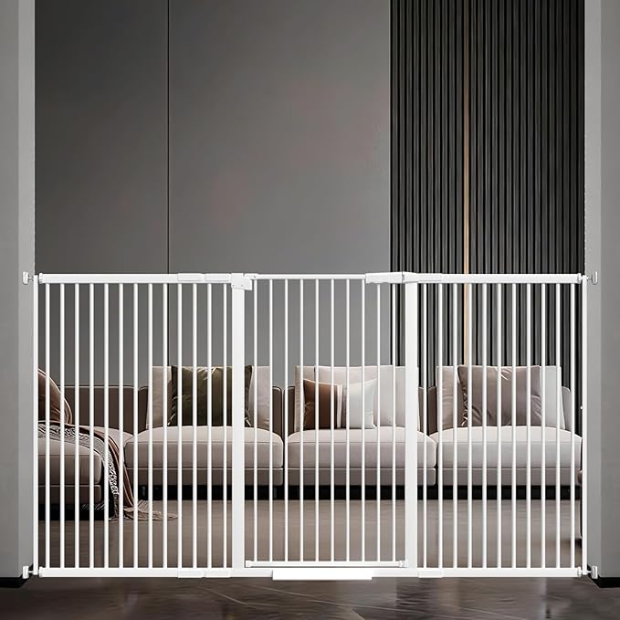 40.55" Tall, 69.48-77.36 Inch Wide, 1.37" Ultra Narrow Spacing Dog Pet Baby Gate Indoor for Doorway Hallway, Pressure Mounted 70 71 72 73 74 75 76 77 Inches Wide