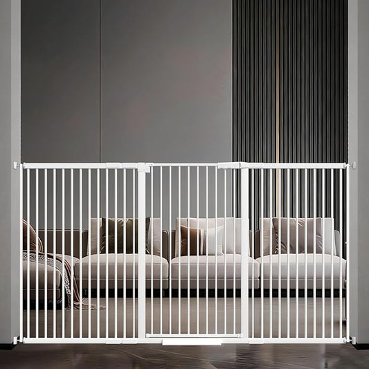 40.55" Tall, 69.48-77.36 Inch Wide, 1.37" Ultra Narrow Spacing Dog Pet Baby Gate Indoor for Doorway Hallway, Pressure Mounted 70 71 72 73 74 75 76 77 Inches Wide