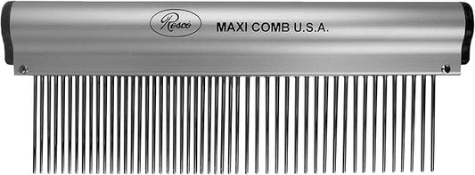 Resco Ergonomic Dog, Horse, Cat, Pet Grooming Comb, 1.5" Combination, Ergonomic Series, Brushed Aluminum