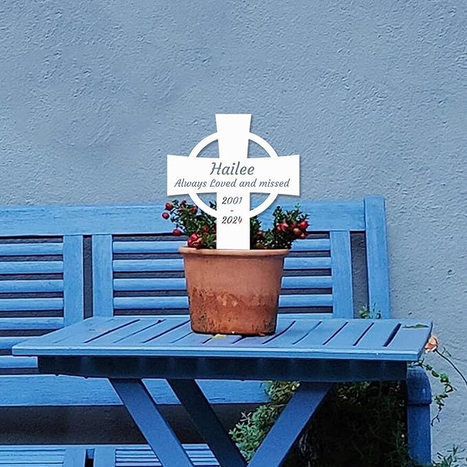 Custom Metal Pet Memorial Cross Stake Burial Marker for Outdoors, Personalized Pet Memorial Plaque Cemetery Grave Marker Yard Remembrance Stake